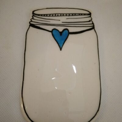 Jar with blue heart Mosaic Insert