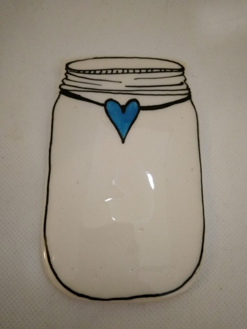 Jar with blue heart Mosaic Insert