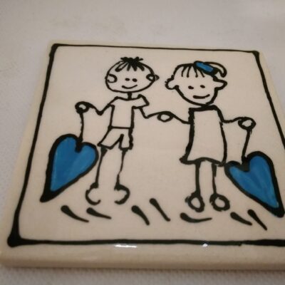 Stick kids blue hearts Mosaic Insert