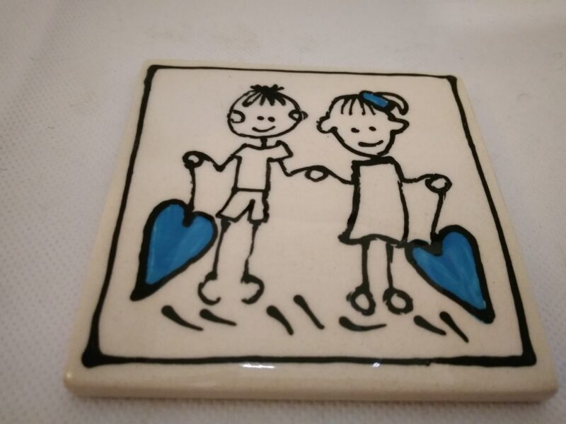 Stick kids blue hearts Mosaic Insert