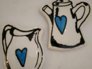 Milk Jug & kettle Blue Mosaic Insert