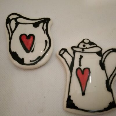 Milk Jug & kettle red Mosaic Insert
