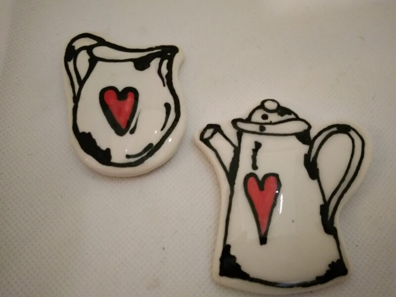 Milk Jug & kettle red Mosaic Insert