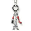 Lipstick, High heel and Eifel tower charms on a chain
