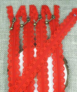 Lace Nylon Zipper 20cm Red
