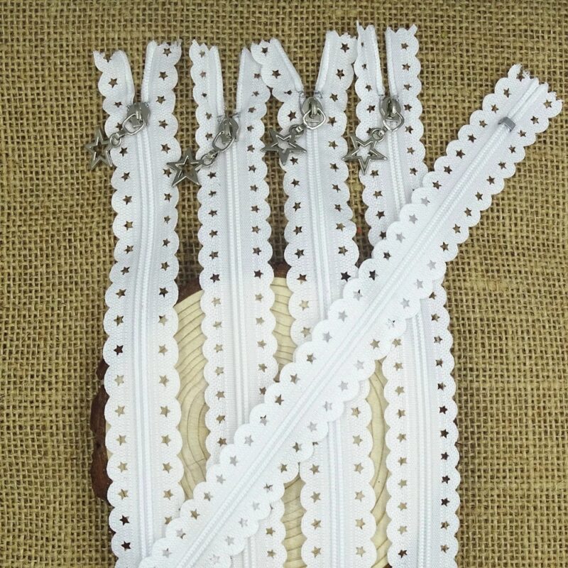 Star Lace Nylon Zipper 30cm White