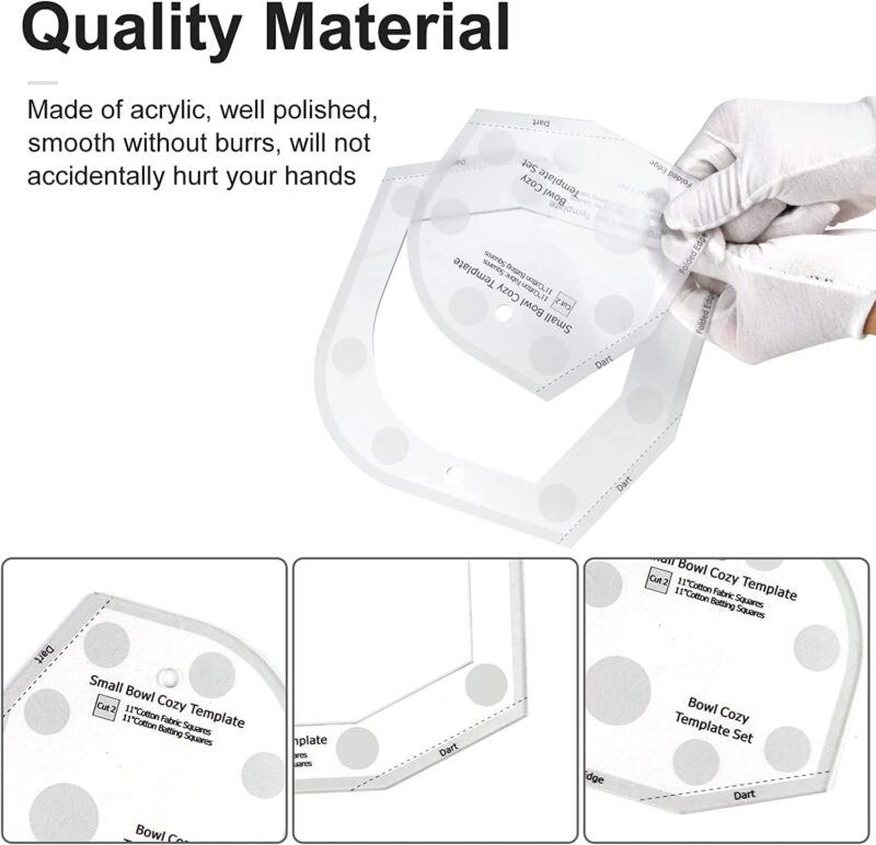 Bowl Cozy Template Cutting Ruler Set, 3Pcs Acrylic - Image 4