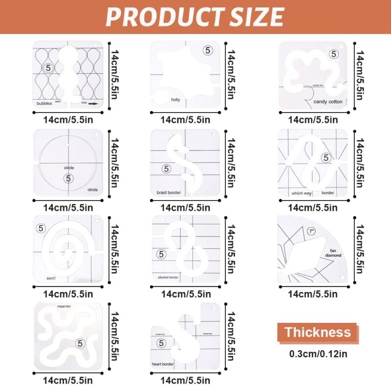 14 PCs Free Motion Quilting Template Set - Image 2