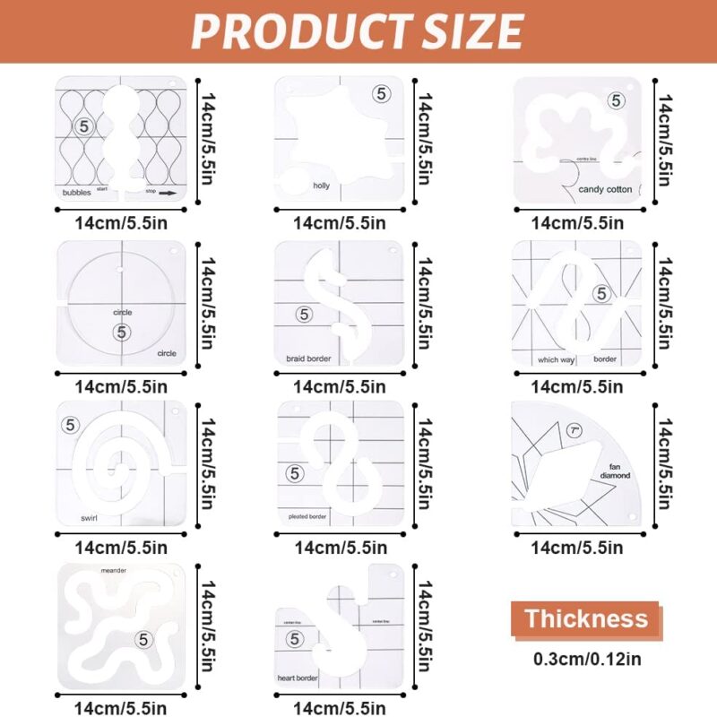 Alternative view of 14 PCs Free Motion Quilting Template Set