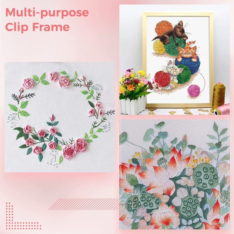 3PCS - 3 Size Square Embroidery Hoops, 6"x6'', 8"x8", 11"x 11" Plastic Cross Stitch Snap Frames - Image 5
