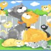Kitty The Cat - Play Mat Sky Blue Panel