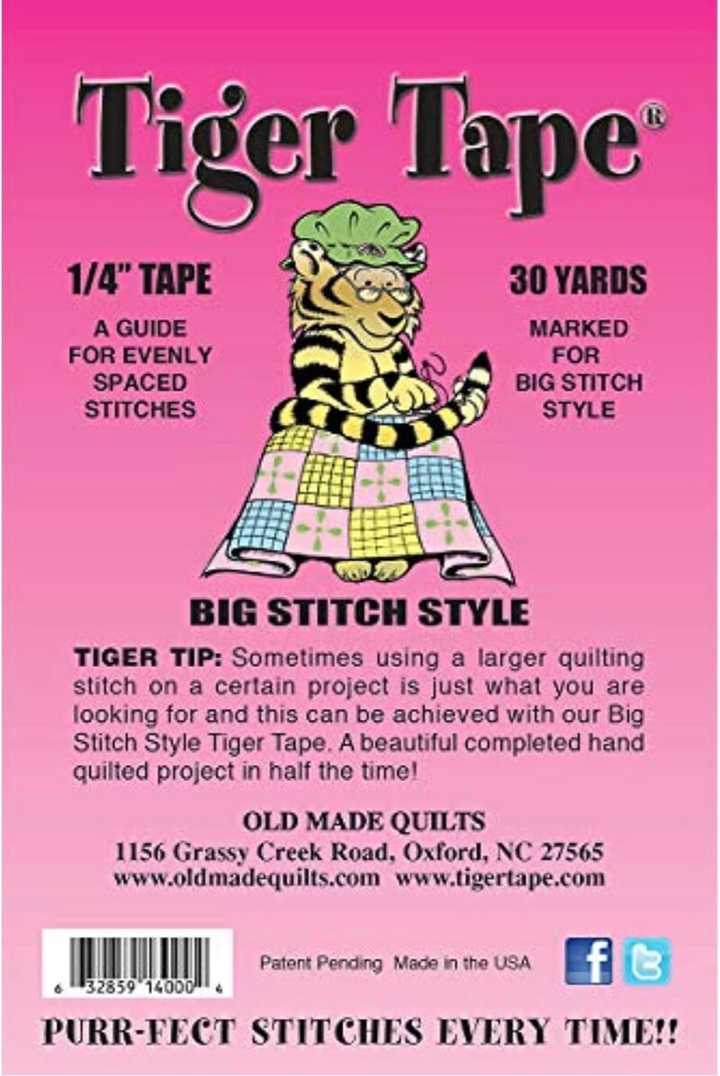 Tiger Tape Big Lined Stitching Tape, 30 Yards, White
