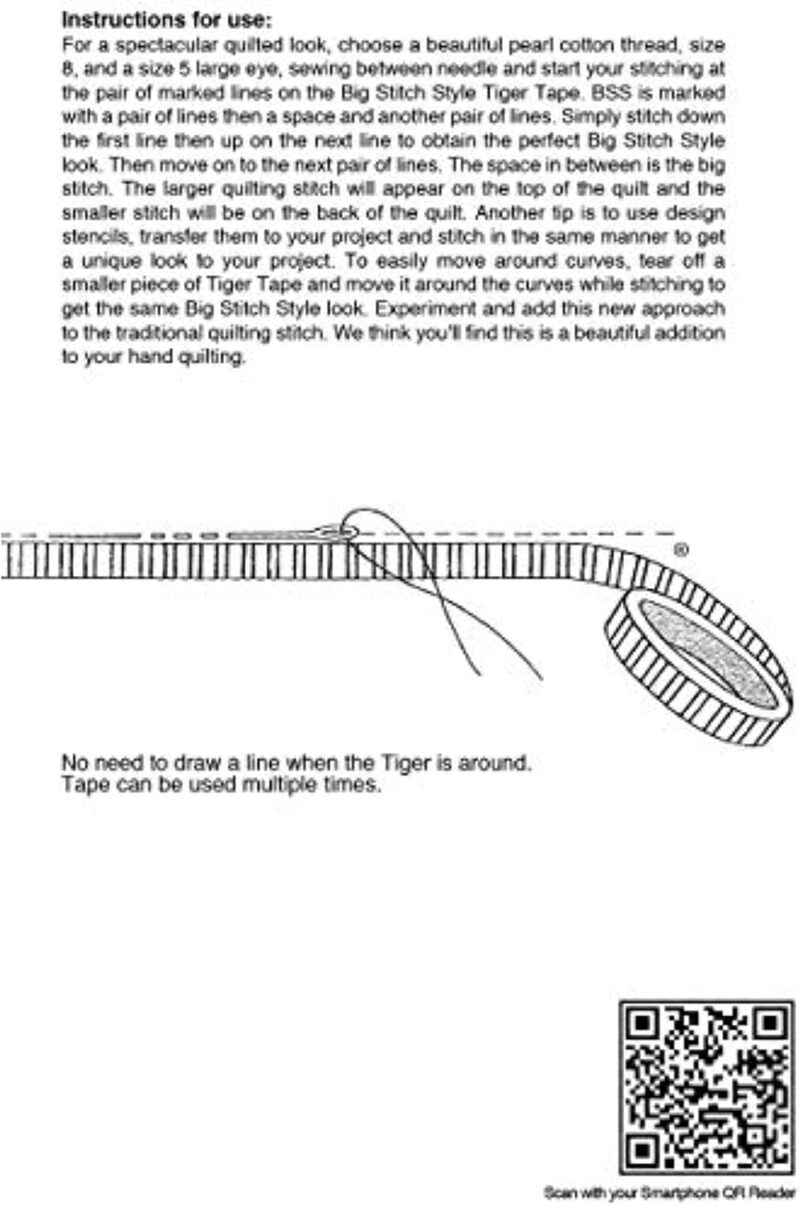 Tiger Tape Big Lined Stitching Tape, 30 Yards, White - Image 2