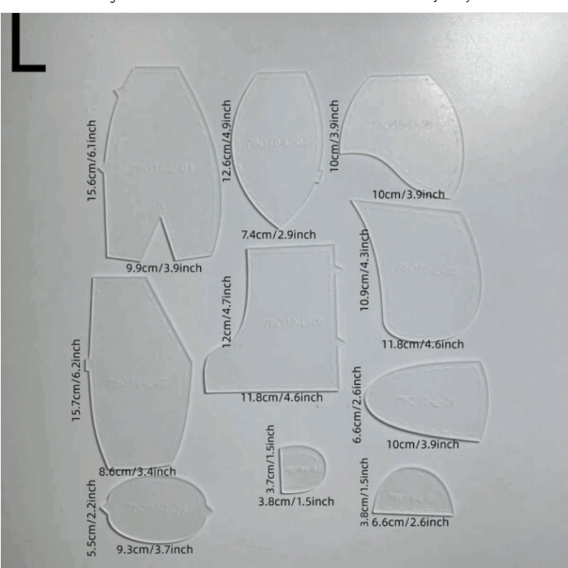 10pcs/Set Memory Bear - L (15" - 38.1cm) Template Ruler Set - Image 3