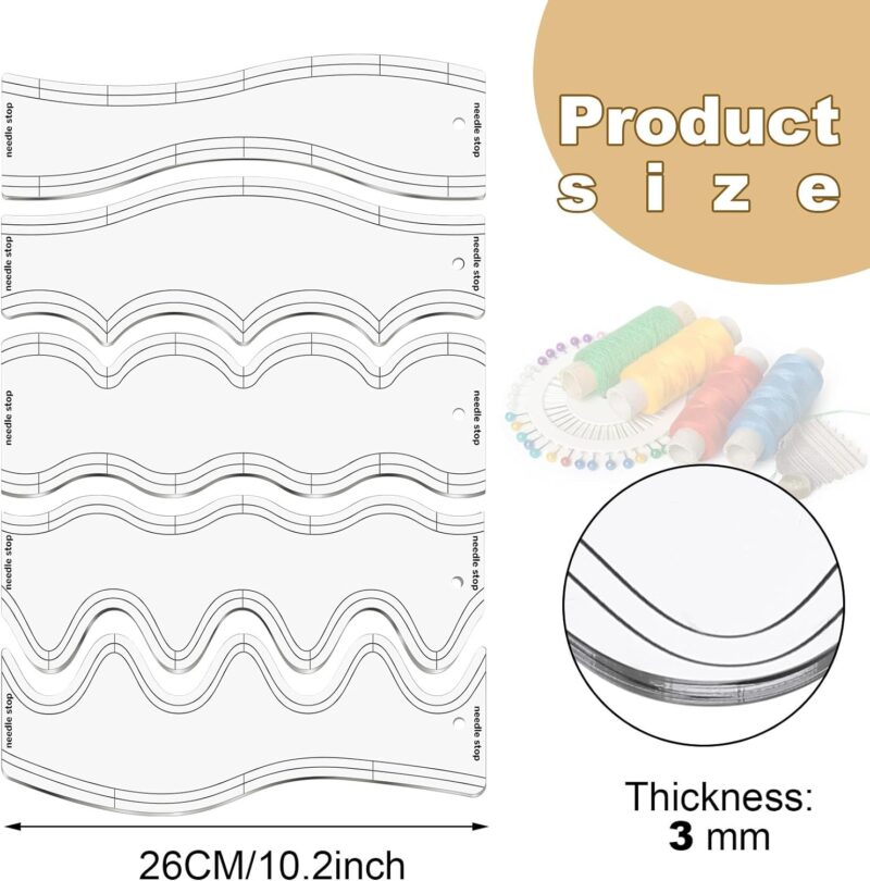 Wave quilting rulers - 5 piece - Image 2