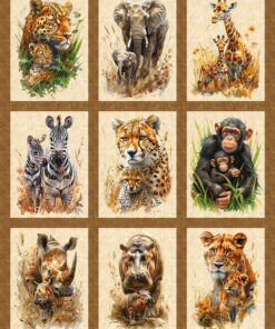 Mother & Baby Safari Animals Panel