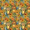 Birdhouse Yellow Cotton Fabric