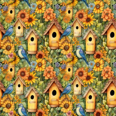 Birdhouse Yellow Cotton Fabric