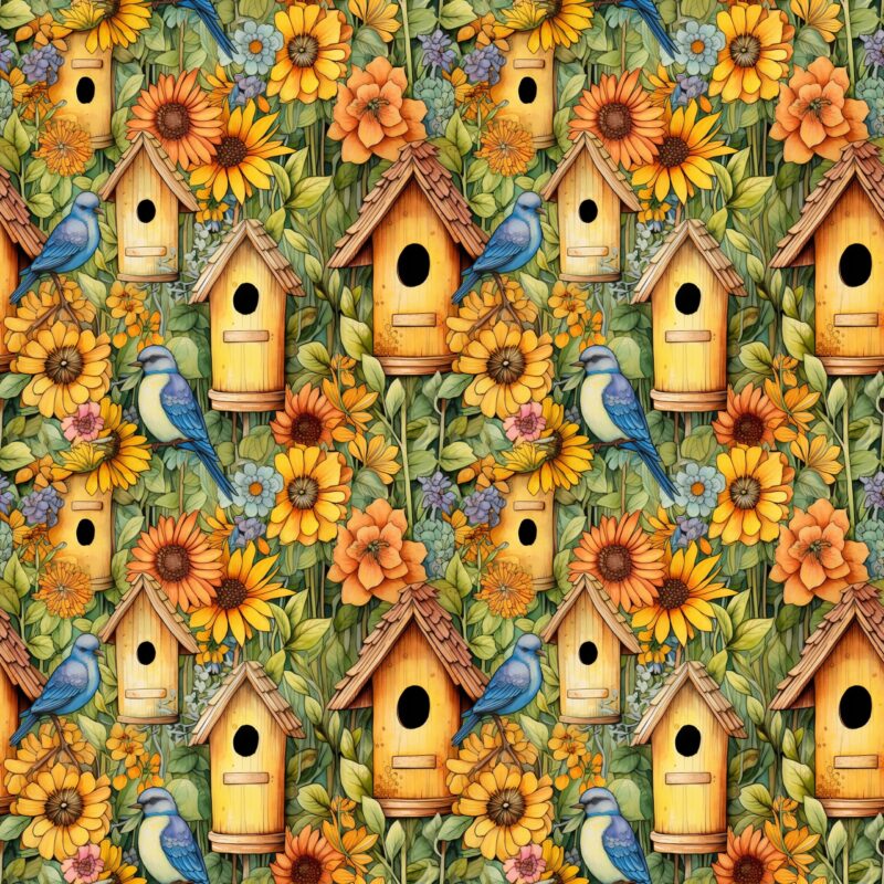 Birdhouse Yellow Cotton Fabric