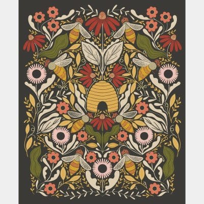 Bee Garden Black Metallic Panel
