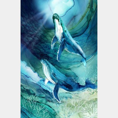 Deep Blue - Whales Dark Blue Multi Panel