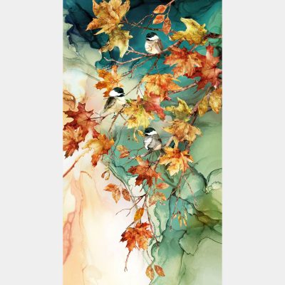 Autumn Breeze - Leaves Teal Multi Panel