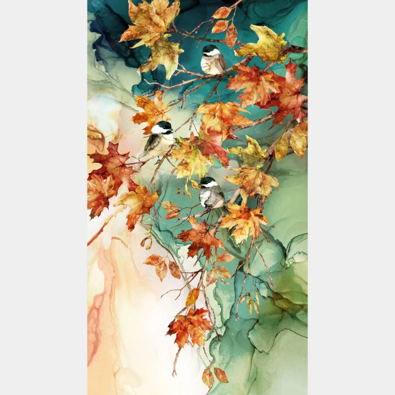 Autumn Breeze - Leaves Teal Multi Panel