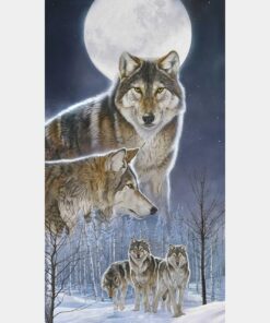 Wild at Heart - Wolves Dark Blue Multi Panel