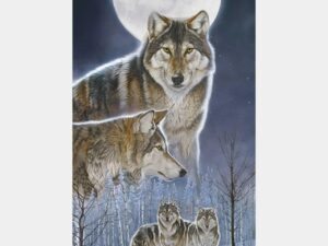 Wild at Heart - Wolves Dark Blue Multi Panel