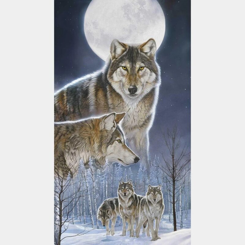 Wild at Heart - Wolves Dark Blue Multi Panel