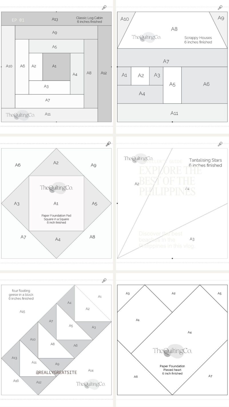 Paper Foundation Piecing Papers – 6 Inch