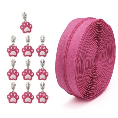 Paw Zipper Set Rose Red