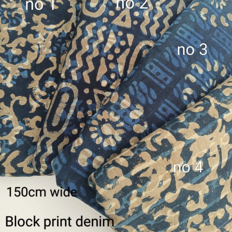Blockprint Denim Fabric 2.7m pieces